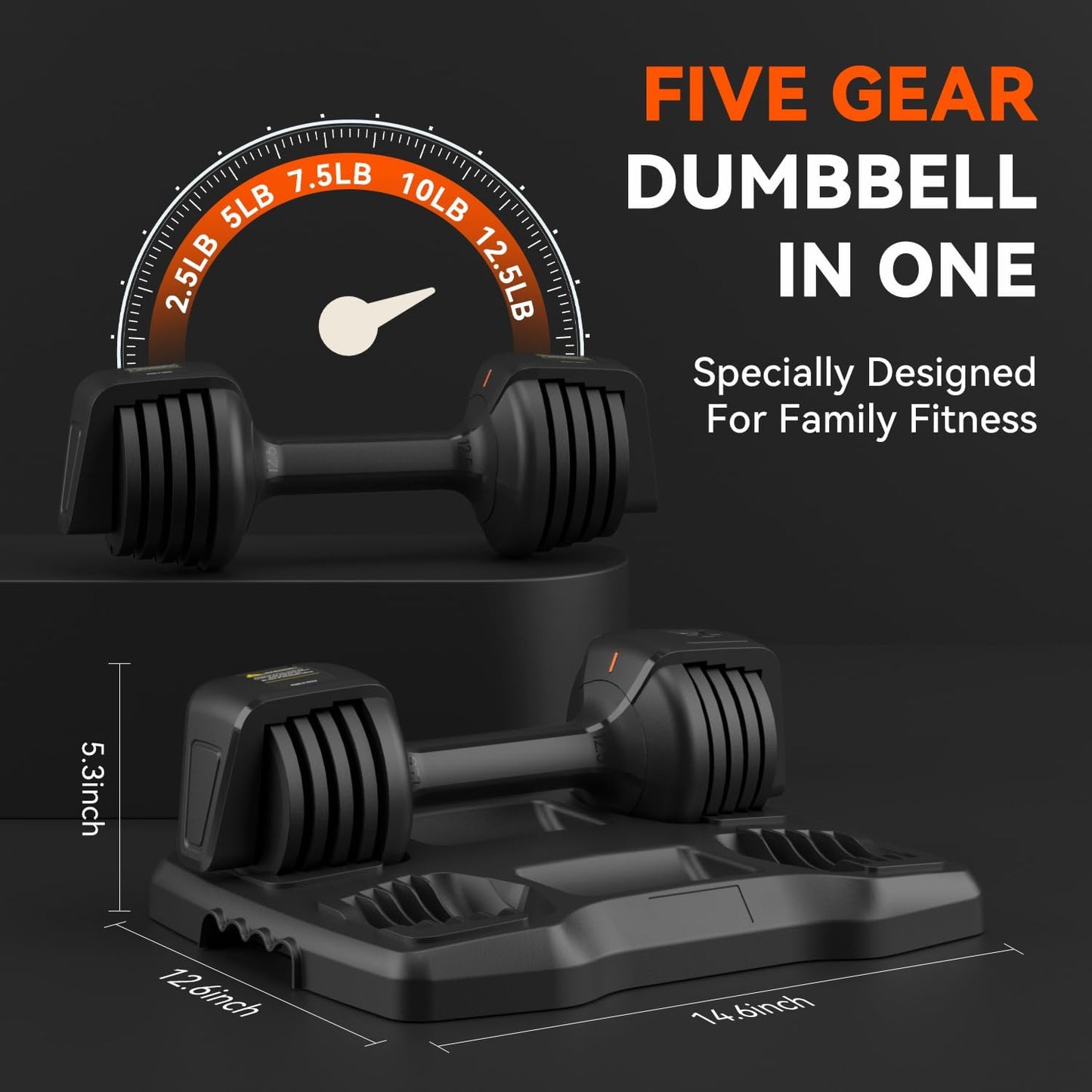 Smart Adjustable Dumbbell Set with Stand – Quick-Adjust 25LB Pair (Voice + Motion Sensors)