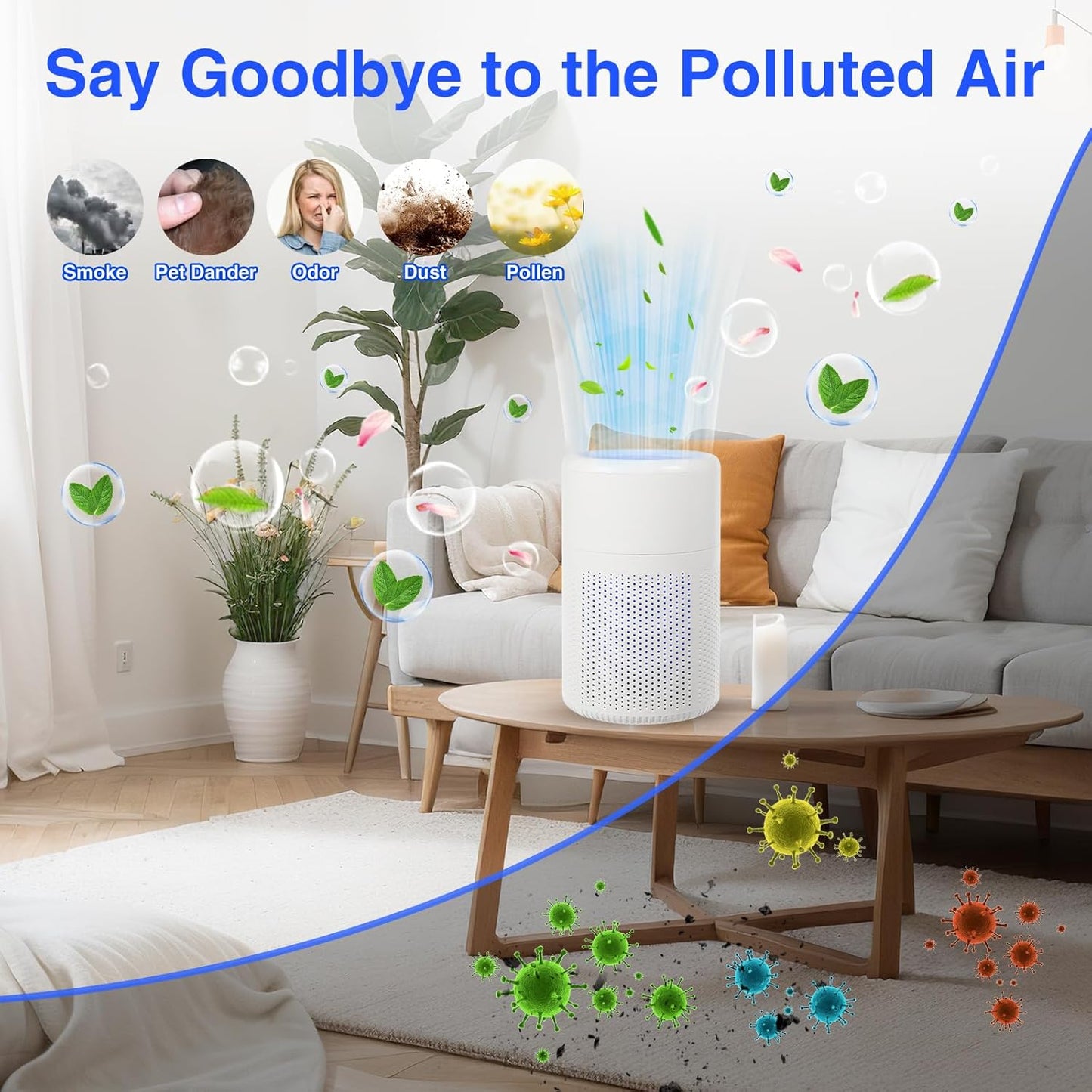 Smart Mini Air Purifier for Bedroom and Home Personal Desk Cleaner