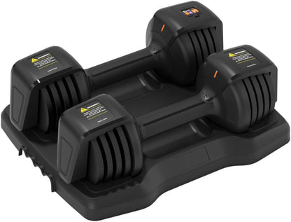 Smart Adjustable Dumbbell Set with Stand – Quick-Adjust 25LB Pair (Voice + Motion Sensors)