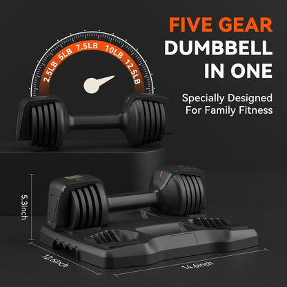 Smart Adjustable Dumbbell Set with Stand – Quick-Adjust 25LB Pair (Voice + Motion Sensors)