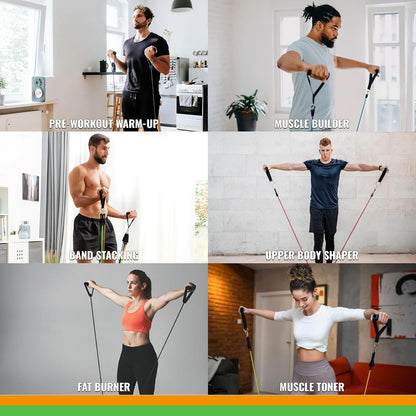 SmarterLife Resistance Bands Set with Handles – 5 Bands, Ankle Straps & Door Anchor