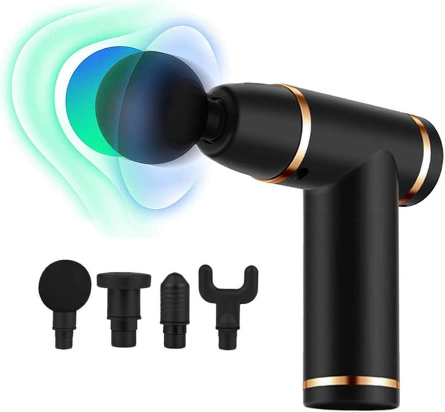 Mini Massage Gun Deep Tissue Percussion Massager with 4 Massage Heads