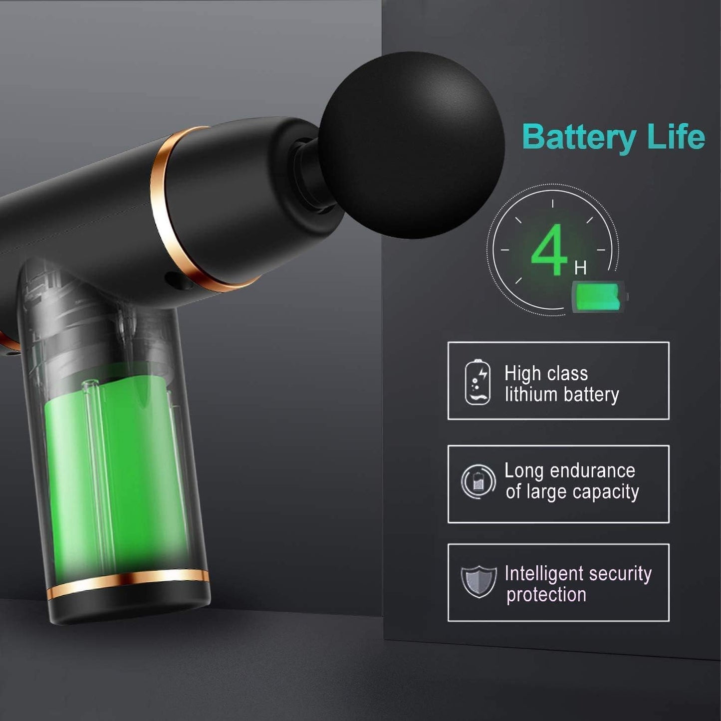 Mini Massage Gun Deep Tissue Percussion Massager with 4 Massage Heads