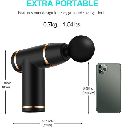 Mini Massage Gun Deep Tissue Percussion Massager with 4 Massage Heads