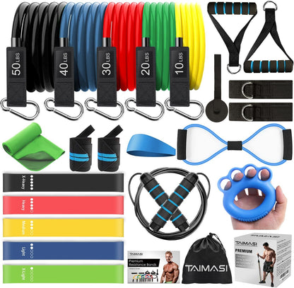 23 Pcs Resistance Bands Set Stackable Exercise Bands with Handles and Loop Bands