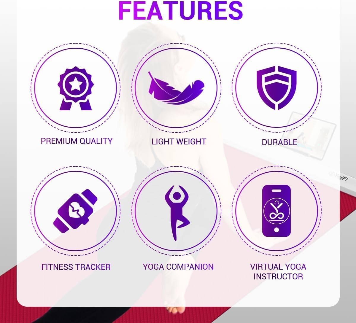 YogiFi Smart Yoga Mat AI Powered Non Slip Travel Yoga Mat 6mm Thick