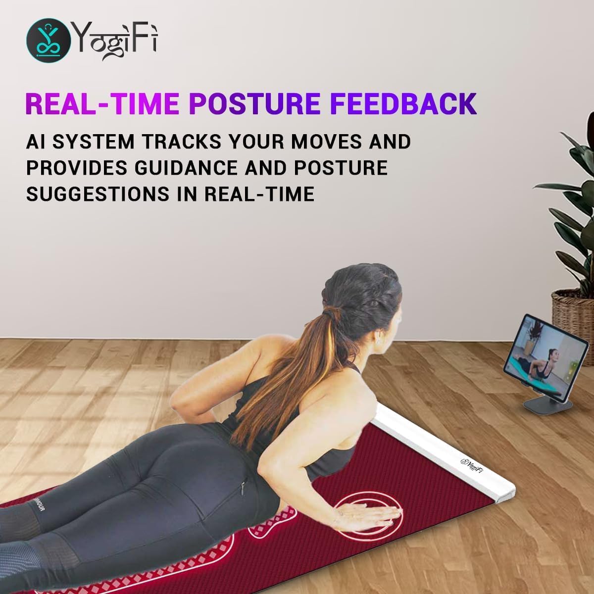 YogiFi Smart Yoga Mat AI Powered Non Slip Travel Yoga Mat 6mm Thick