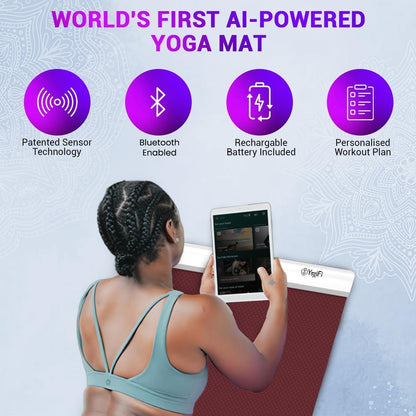 YogiFi Smart Yoga Mat AI Powered Non Slip Travel Yoga Mat 6mm Thick