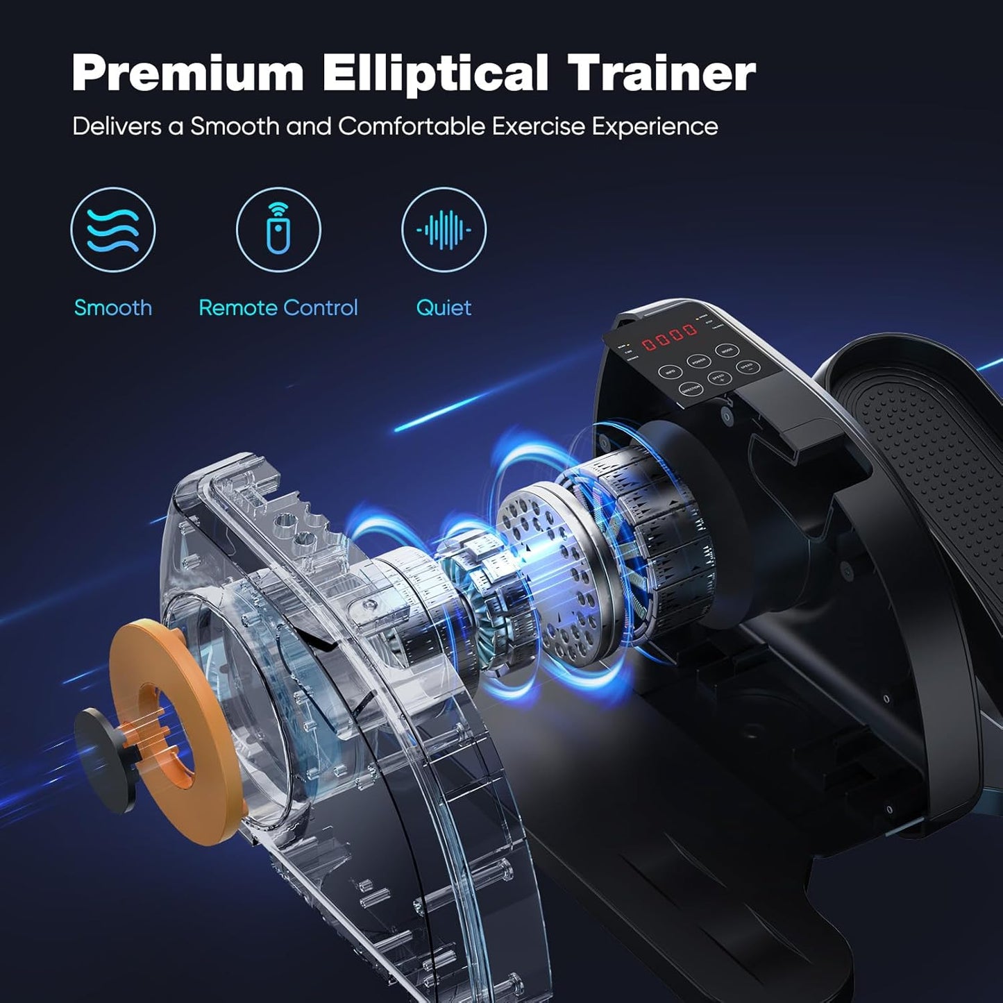 Sweetcrispy Compact Under Desk Elliptical Quiet Mini Pedal Exerciser with LED Display