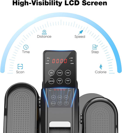 Sweetcrispy Compact Under Desk Elliptical Quiet Mini Pedal Exerciser with LED Display