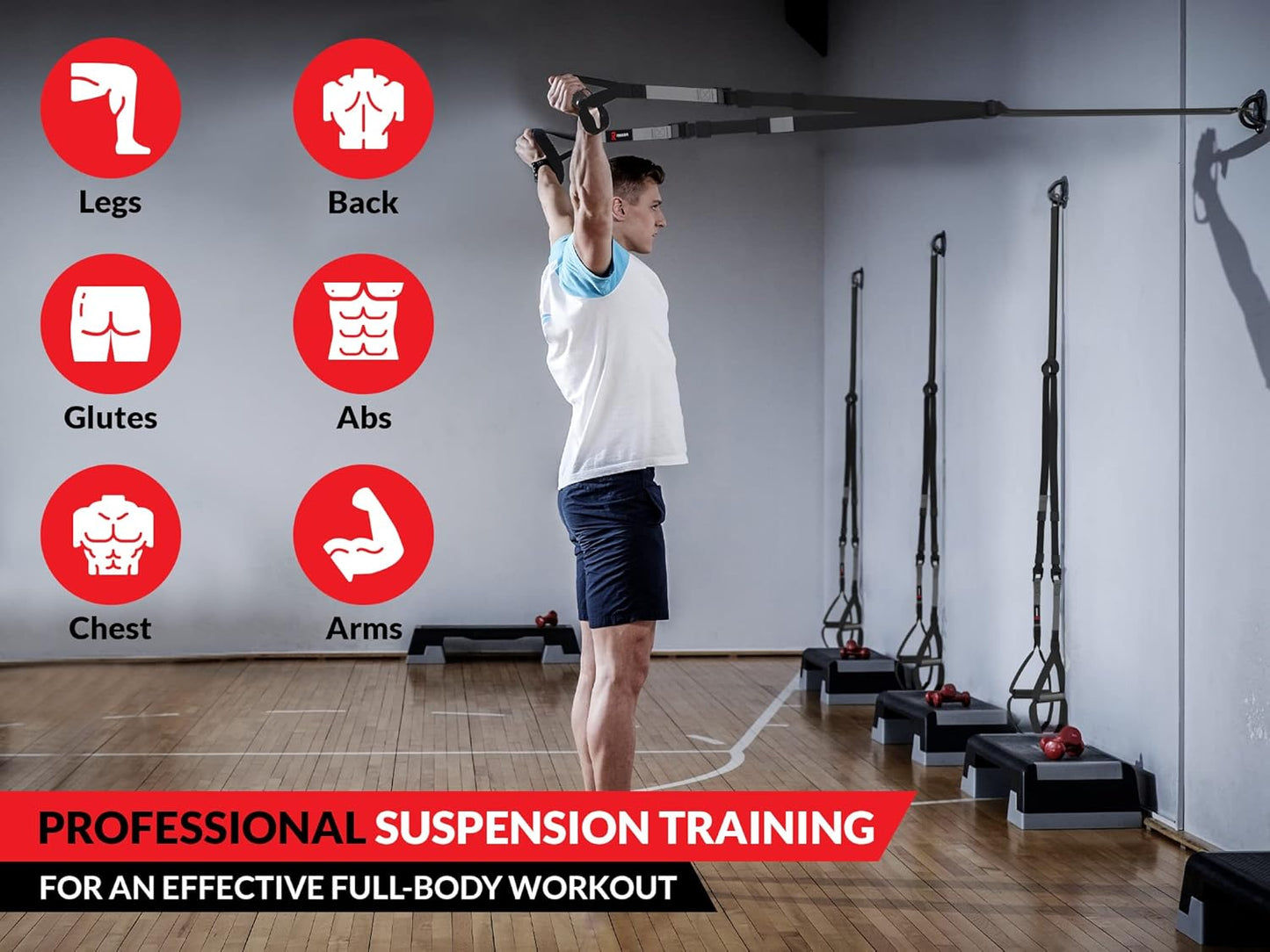 Rekken Suspension Trainer Set with Door Anchor Adjustable Workout Straps