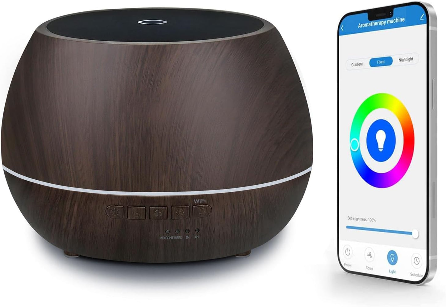 Smart WiFi Essential Oil Diffuser App Controlled 500ml Aromatherapy Humidifier Dark Grain