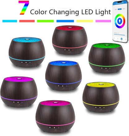 Smart WiFi Essential Oil Diffuser App Controlled 500ml Aromatherapy Humidifier Dark Grain