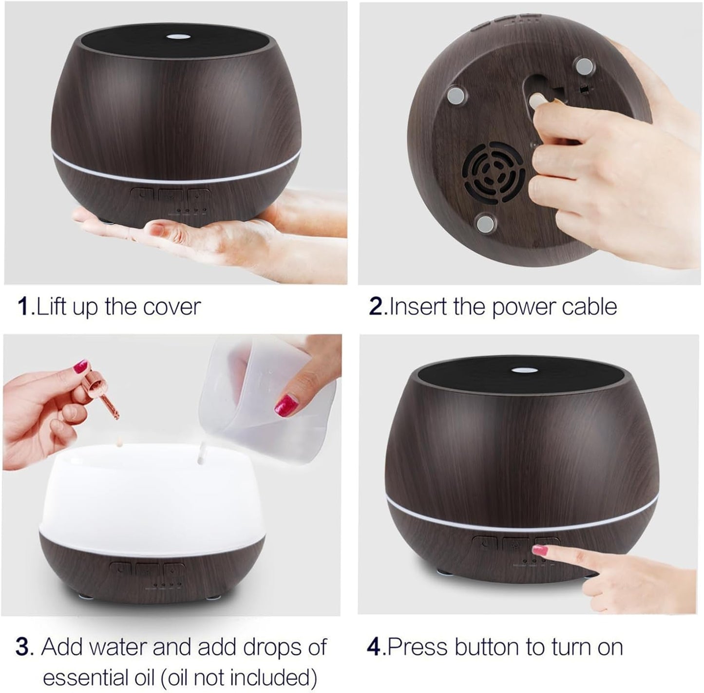 Smart WiFi Essential Oil Diffuser App Controlled 500ml Aromatherapy Humidifier Dark Grain