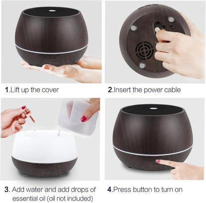 Smart WiFi Essential Oil Diffuser App Controlled 500ml Aromatherapy Humidifier Dark Grain