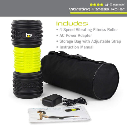 HealthSmart 4 Speed Vibrating Exercise Roller Foam for Deep Tissue Recovery