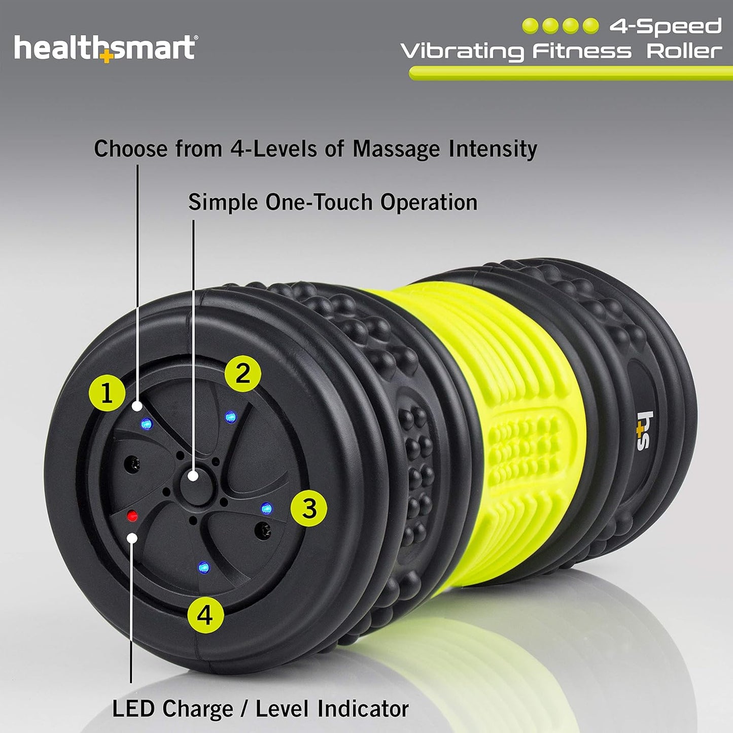 HealthSmart 4 Speed Vibrating Exercise Roller Foam for Deep Tissue Recovery