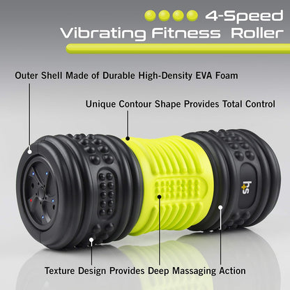 HealthSmart 4 Speed Vibrating Exercise Roller Foam for Deep Tissue Recovery