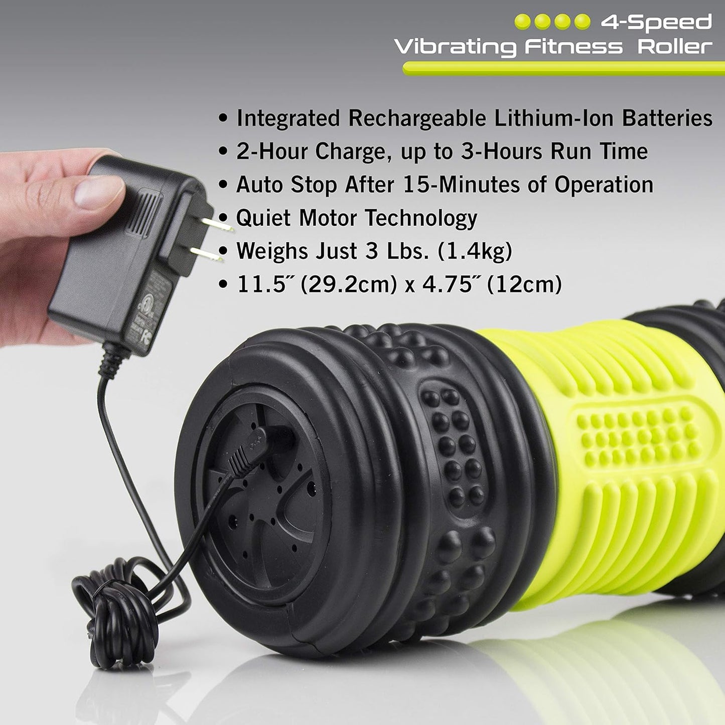 HealthSmart 4 Speed Vibrating Exercise Roller Foam for Deep Tissue Recovery