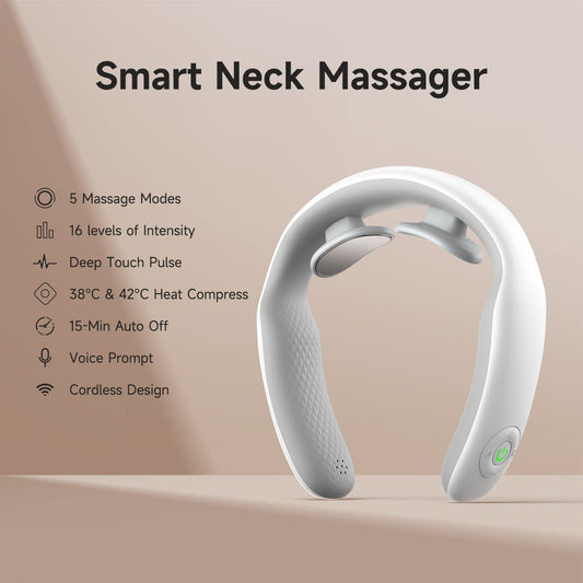 Smart Neck Massager with Heat Cordless 5 Modes and 16 Levels with Remote Control